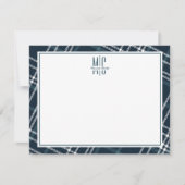 Modern Esthetisch Donkergroen Wit Plaid Notitiekaartje (Voorkant)