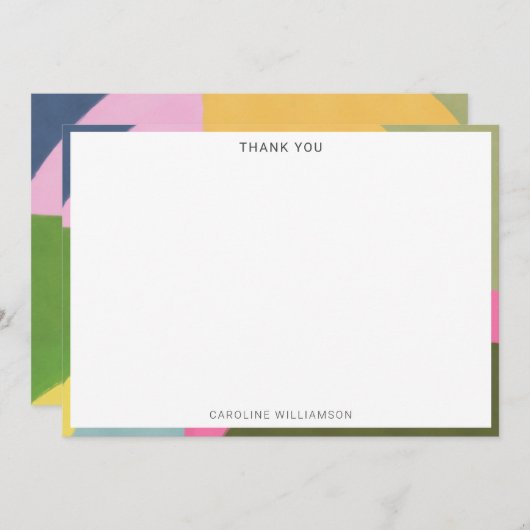 Modern esthetisch kleurrijk Abstract gepersonalise Bedankkaart (Voorkant / Achterkant)