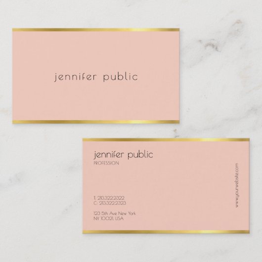 Modern Esthetisch Ontwerp Elegante Kleur Goud Scho Visitekaartje (Voorkant / Achterkant)