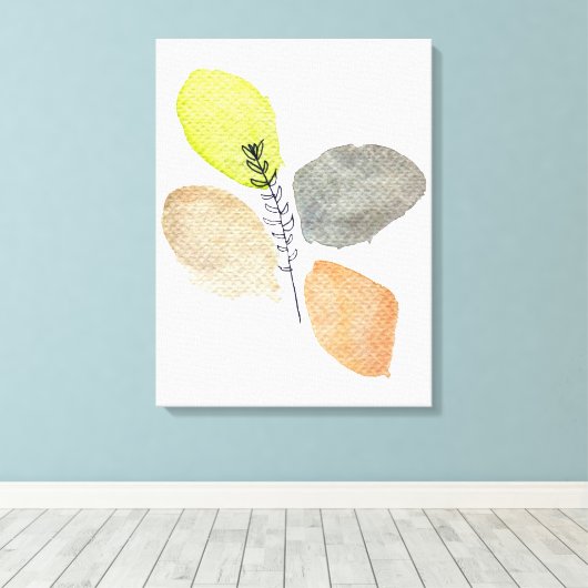 Modern esthetisch waterverf blad canvas afdruk (Insitu (Houten vloer))