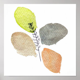 Modern esthetisch waterverf blad poster