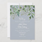 Modern Eucalyptus Foliage Dusty Blue Wedding Invit Kaart (Voorkant)