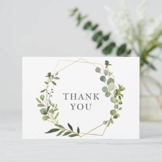 Modern Eucalyptus Geometric Lijst Bedankkaart (Staand voorkant)