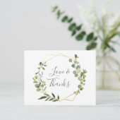 Modern Eucalyptus Geometric Lijst Hartelijk dank Briefkaart (Staand voorkant)