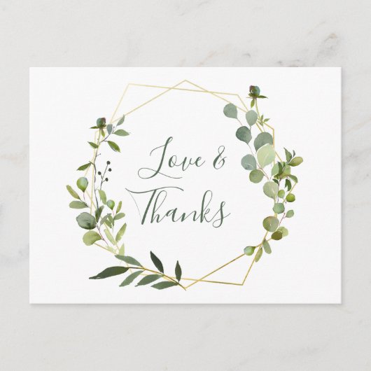 Modern Eucalyptus Geometric Lijst Hartelijk dank Briefkaart (Voorkant)