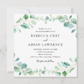 Modern Eucalyptus Greenery Foliage Wedding Square Kaart (Voorkant)