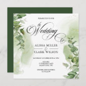 Modern Eucalyptus Greenery Gold Wedding Invitation (Voorkant / Achterkant)