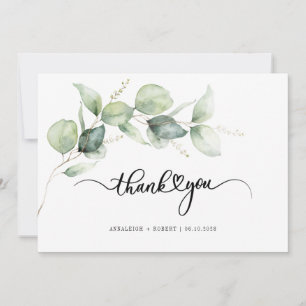 Modern Eucalyptus Greenery Hand-Lettered Wedding Bedankkaart