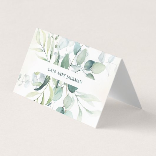Modern Eucalyptus Greenery QR Code Elegant Visitekaartjes (Voorkant)