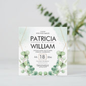 Modern Eucalyptus Greenery Wedding Celebration Kaart (Staand voorkant)