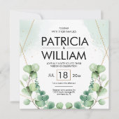 Modern Eucalyptus Greenery Wedding Celebration Kaart (Voorkant)