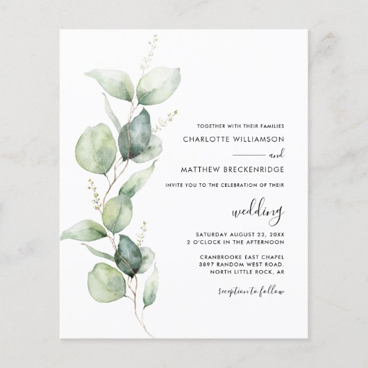 Modern Eucalyptus Greenery Wedding Invitation (Voorkant)