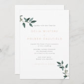 Modern Eucalyptus Greenery Wedding Invitation Kaart (Voorkant / Achterkant)