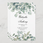 Modern Eucalyptus Greenery Wedding Invitations Kaart (Voorkant / Achterkant)