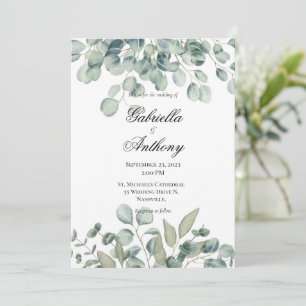 Modern Eucalyptus Greenery Wedding Invitations Kaart