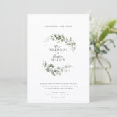 Modern Eucalyptus Greenery Wedding QR Code RSVP Kaart (Staand voorkant)