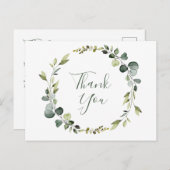 Modern eucalyptus krans Lijst dank je Boho Briefkaart (Voorkant / Achterkant)