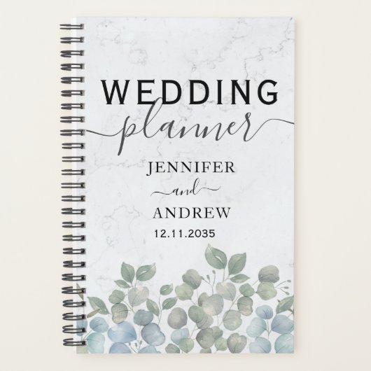 Modern Eucalyptus Sage Green Wedding Planner (Voorkant)