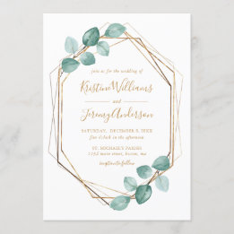 Modern Eucalyptus Waterverf Goud Script Bruiloft I Kaart