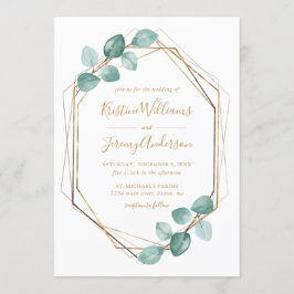 Modern Eucalyptus Waterverf Goud Script Bruiloft I Kaart