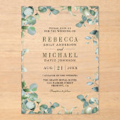 Modern Eucalyptus Wedding Acryl Uitnodigingen (Voorkant)