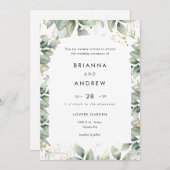 Modern Eucalyptus Wedding Invitation Einladung Kaart (Voorkant / Achterkant)