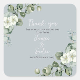 Modern Eucalyptus Wedding Vierkante Sticker
