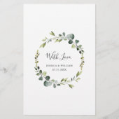 Modern Eucalyptus Wreath Weddenrenmenu (Achterkant)