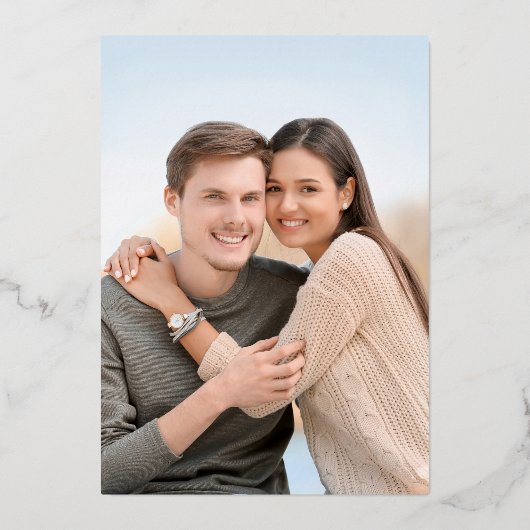 Modern Eucalytpus Ampersand Photo Wedding Gold Folie Uitnodiging (Achterkant)