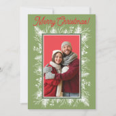 Modern Evergreen Photo Christmas Invitation Kaart (Voorkant)