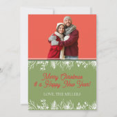 Modern Evergreen Photo Christmas Invitation Kaart (Achterkant)