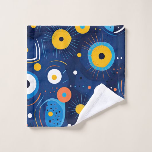 Modern Evil Eye Patroon Marine Blauw BOHO Bad Handdoek (Wasdoekje)