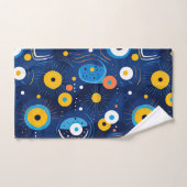 Modern Evil Eye Patroon Marine Blauw BOHO Bad Handdoek (Handdoek)