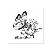 Modern Ex Libris Bloem Vlinder, Boek Rubberstempel (Afrduk)