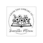 Modern Ex Libris, Boek met Wilde Bloemen Rubberstempel (Afrduk)