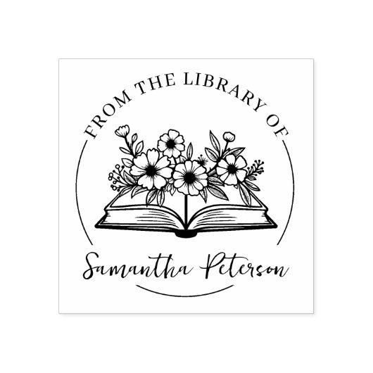 Modern Ex Libris, Boek Wilde Bloemen Rubberstempel (Afrduk)