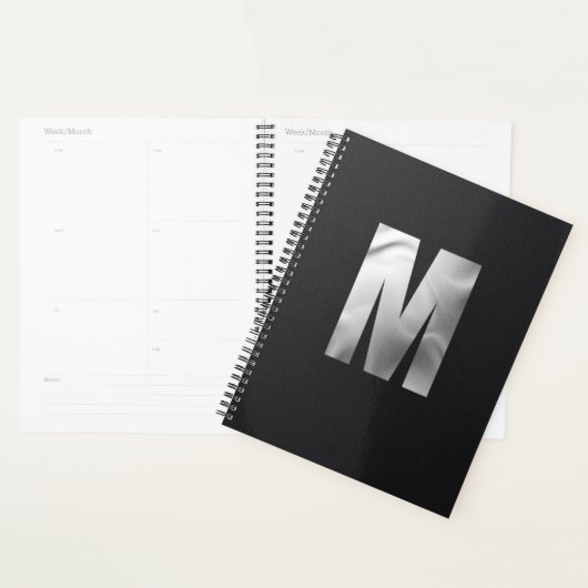 Modern Executive Monogram | Bold Silver Foil Planner (Display)