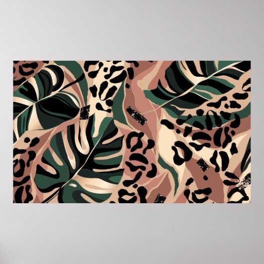 Modern exotisch patroon met luipaard. Creatief Poster (Voorkant)