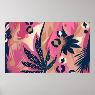 Modern exotisch patroon met luipaard. Creatief Poster