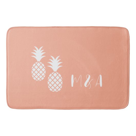Modern Exotisch Roze Witte Ananas Patroon Badmat (Voorkant)