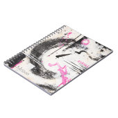 Modern expressief roze en zwart abstract geschilde notitieboek (Linkerzijde)