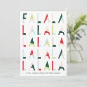 Modern Fa la kerstpine Feestdagenkaart (Staand voorkant)