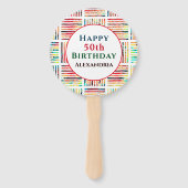 Modern Fabulous 50th Birthday Geometric Custom Handwaaier (Achterkant)