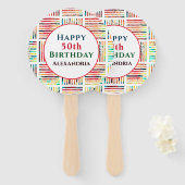 Modern Fabulous 50th Birthday Geometric Custom Handwaaier (Voorkant en achterkant)