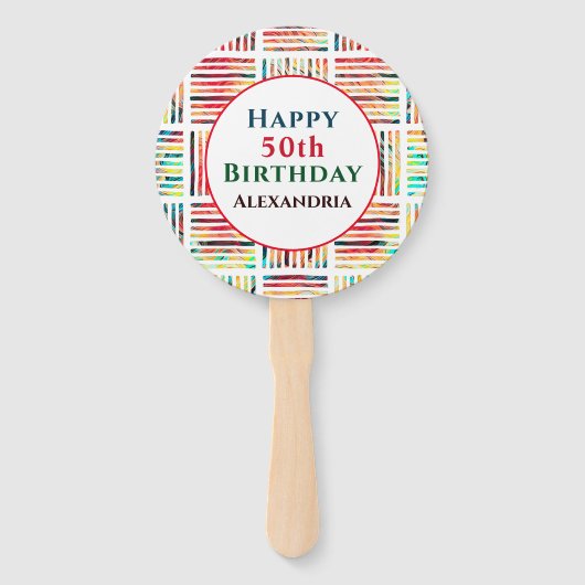Modern Fabulous 50th Birthday Geometric Custom Handwaaier (Voorkant)