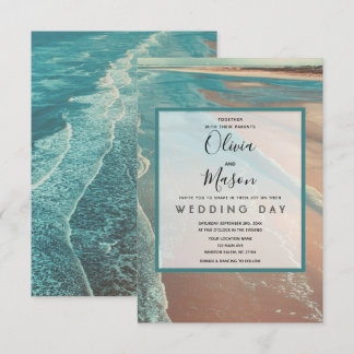 Modern Fade Tropical Beach Zee Weddenschap Card Kaart