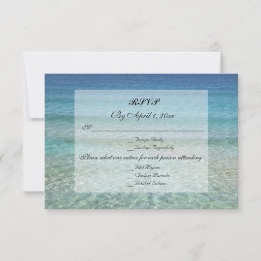 Modern Fade Tropical Beach Zee Wedding RSVP Kaart (Voorkant)