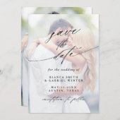 Modern Faded Photo Wedding Save The Date (Voorkant / Achterkant)