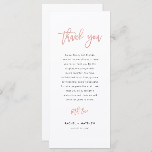 Modern Fairytale Roos Gold Weddenschap Hartelijk d Menu (Voorkant / Achterkant)