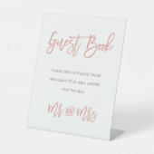 Modern Fairytale Roos Gold Wedding Guestbook Reclamebord Met Voetstuk (Voorkant)